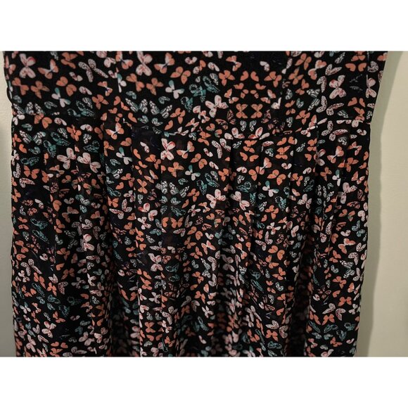 Betsey Johnson Dress 14 Black Floral Babydoll  Fit & Flare Lace Overlay Sleevele - Picture 11 of 16